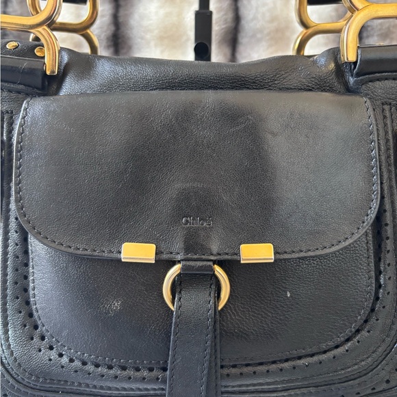 Chloé Black Leather Shoulder Bag with Gold Hardware - Picture 2 of 6